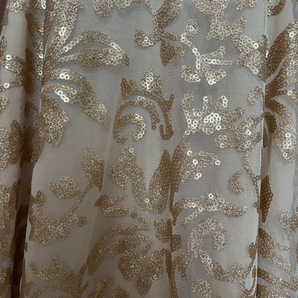 Gold Sequin Mini Dress T-strap Back, Size Small - Picture 3 of 9